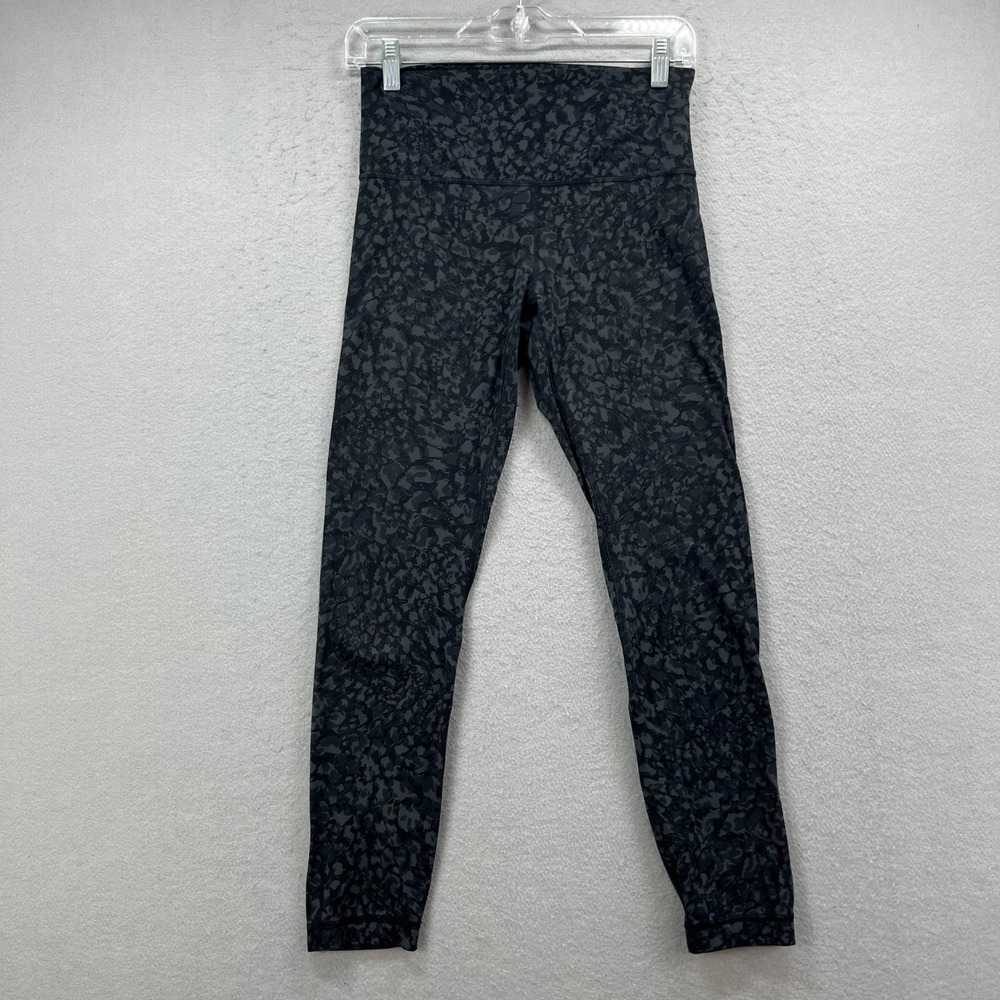 Lululemon Wunder Under Leggings Womens 6 Black Grey Camo High‎ Rise LW5BY3S Yoga